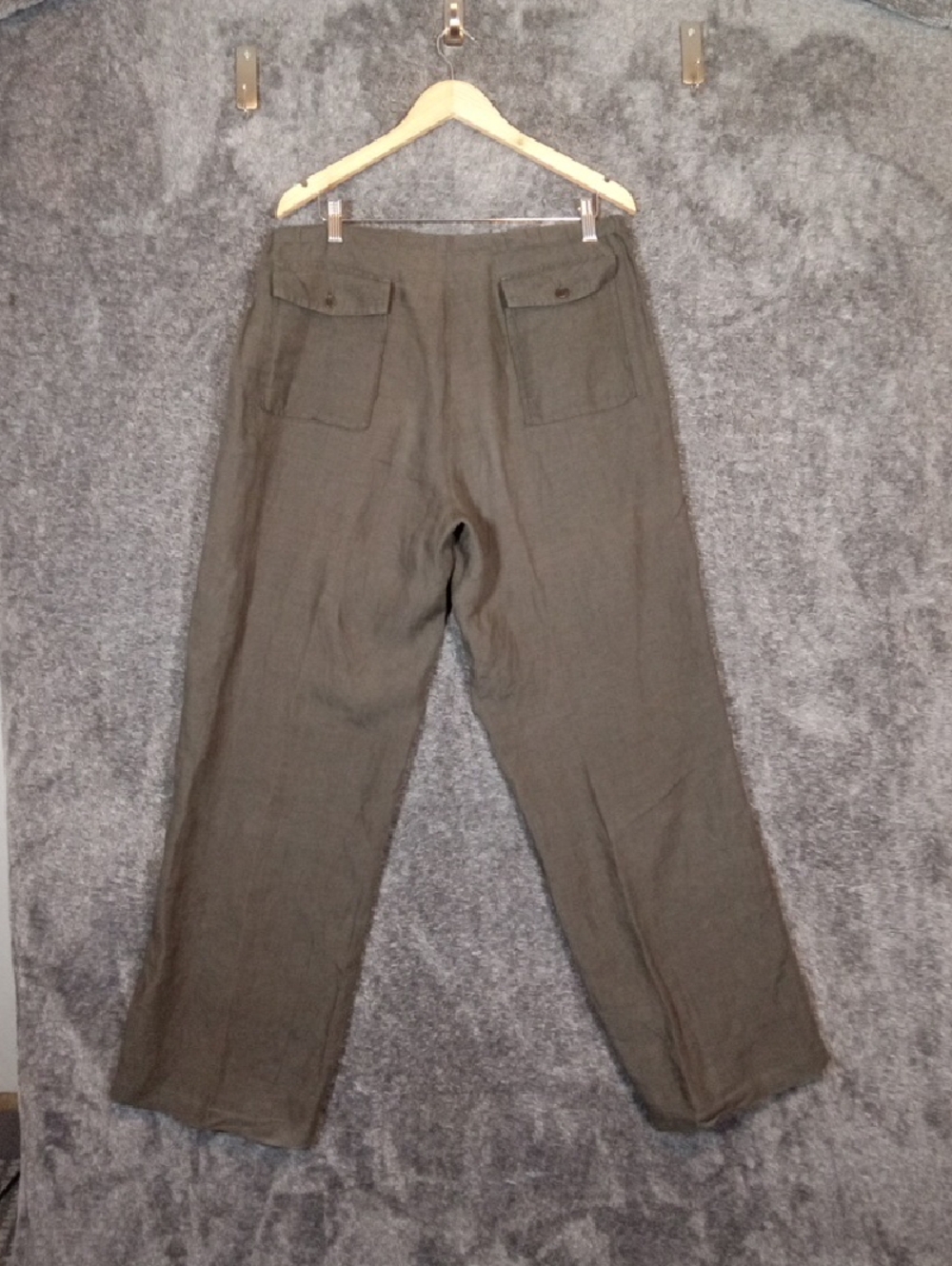 P.A.R.O.S.H Italian Linen Casual Chick Olive Green Resortwear Coastal Pants XL - Picture 7 of 12